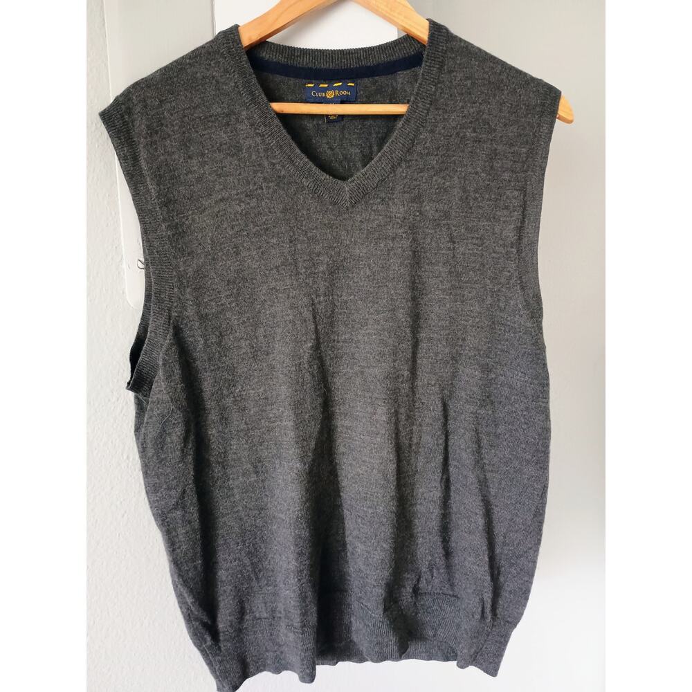 Club room merino wool vneck sweater vest capsule wardrobe preppy Old money dark